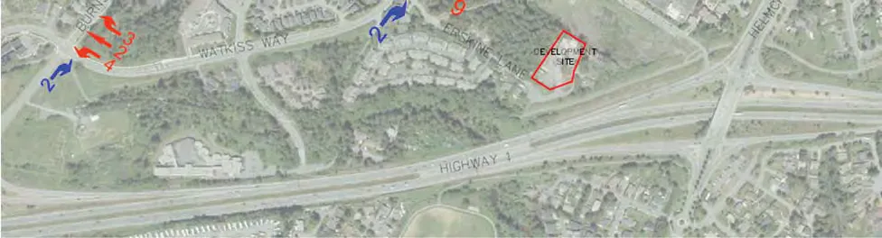 Map showing AM traffic assignment with inbound and outbound flows