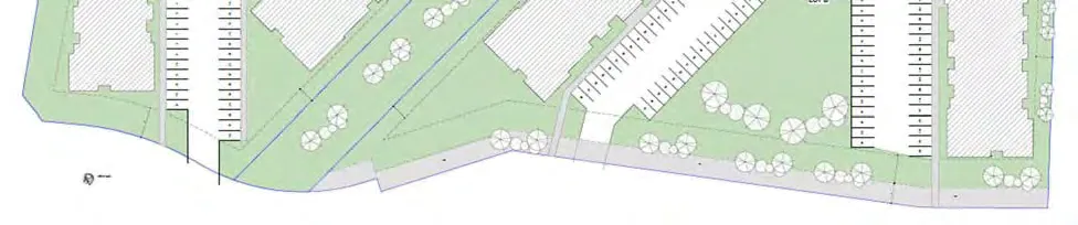 Site plan showing building layouts and parking lots