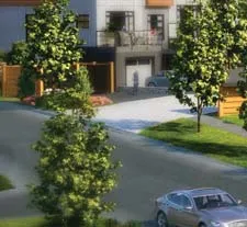 Detail of people and car in perspective rendering