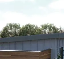 Perspective rendering of residential development, top center
