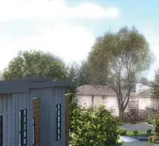 Perspective rendering of residential development, middle right