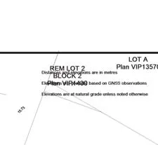 Detail of topographic survey showing shed corner (SHED CRN) locations