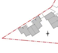 Lower floor interior section showing living area layout