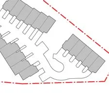 Detailed mid-section interior showing kitchen area