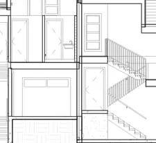 Interior section showing detailed kitchen and dining area layout