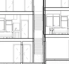 Detailed lower interior section showing structural elements