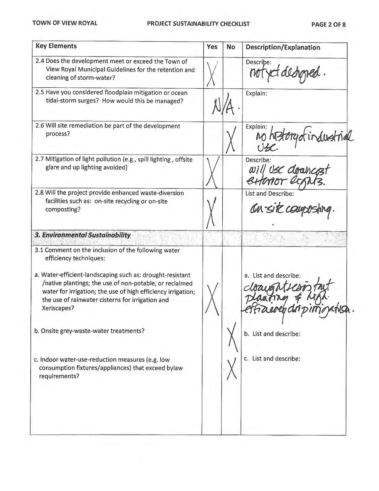 Project Sustainability Checklist Page 2