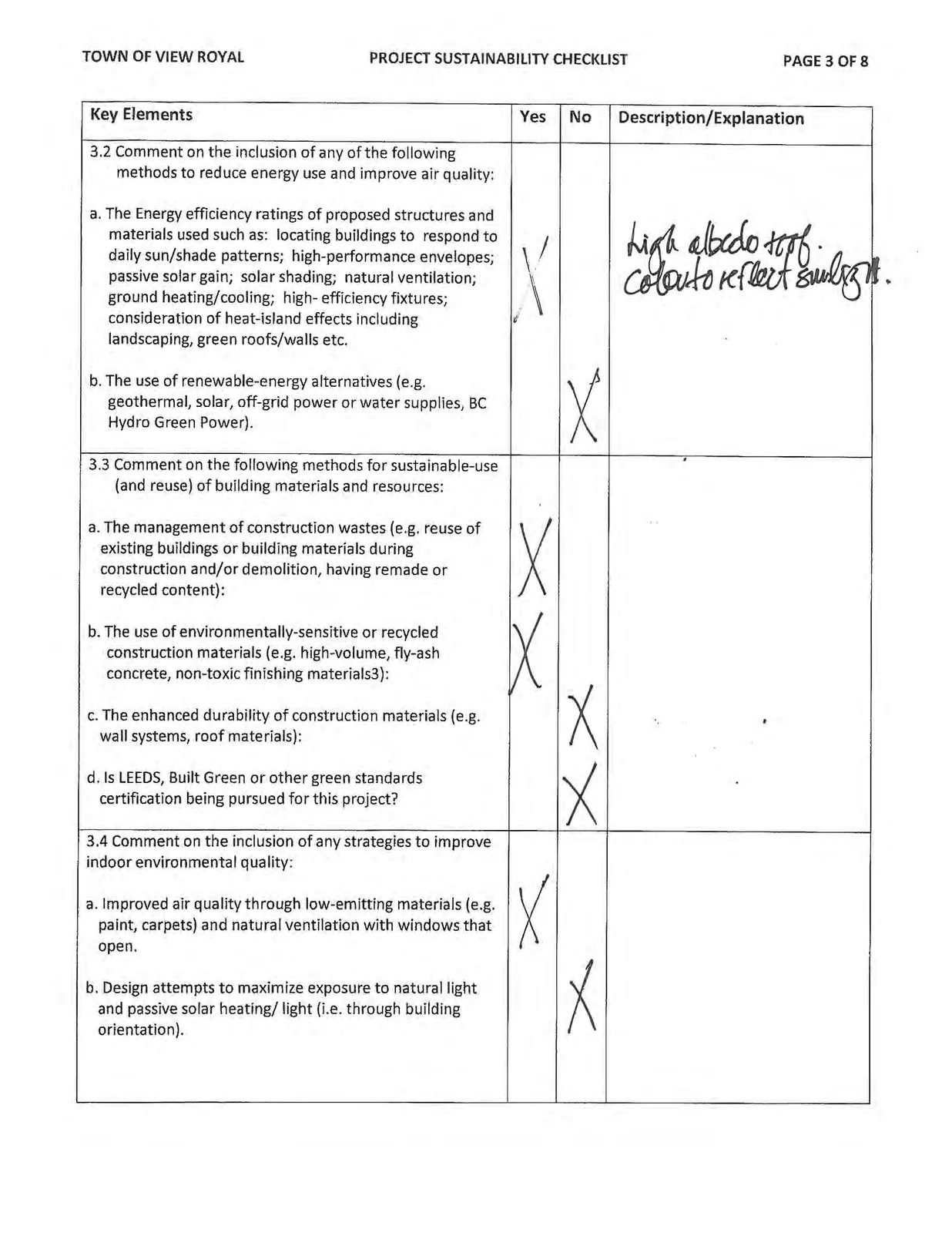Project Sustainability Checklist Page 3