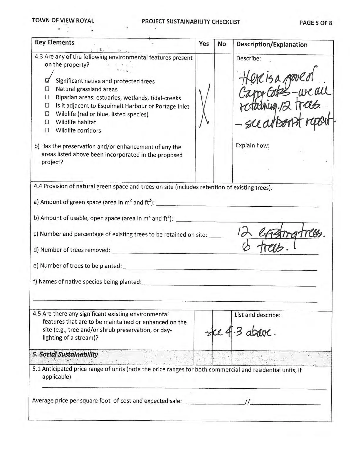 Project Sustainability Checklist Page 5