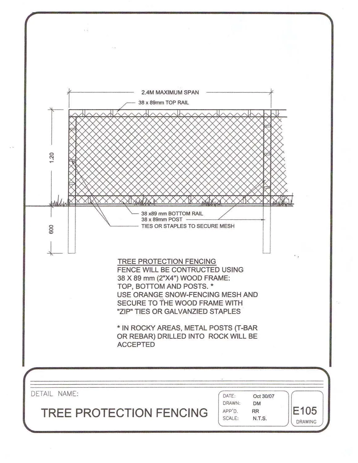 Tree protection fencing detail drawing