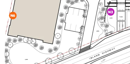 Rendering and dimensions of Sign N6 - Elements Casino Fascia Sign for the parkade