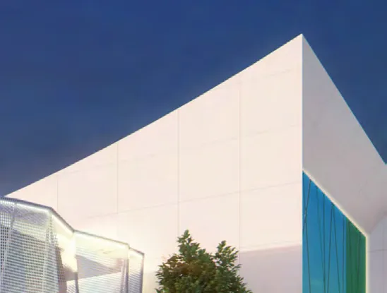 Daytime rendering of the N4 fascia sign on the building exterior.