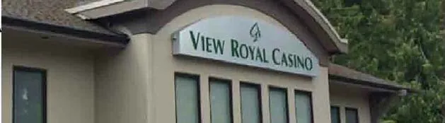 Photo of an existing "VIEW ROYAL CASINO" sign integrated into a trellis structure.