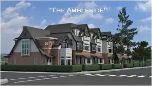 Rendering of a traditional townhouse development titled "THE AMBLESIDE"