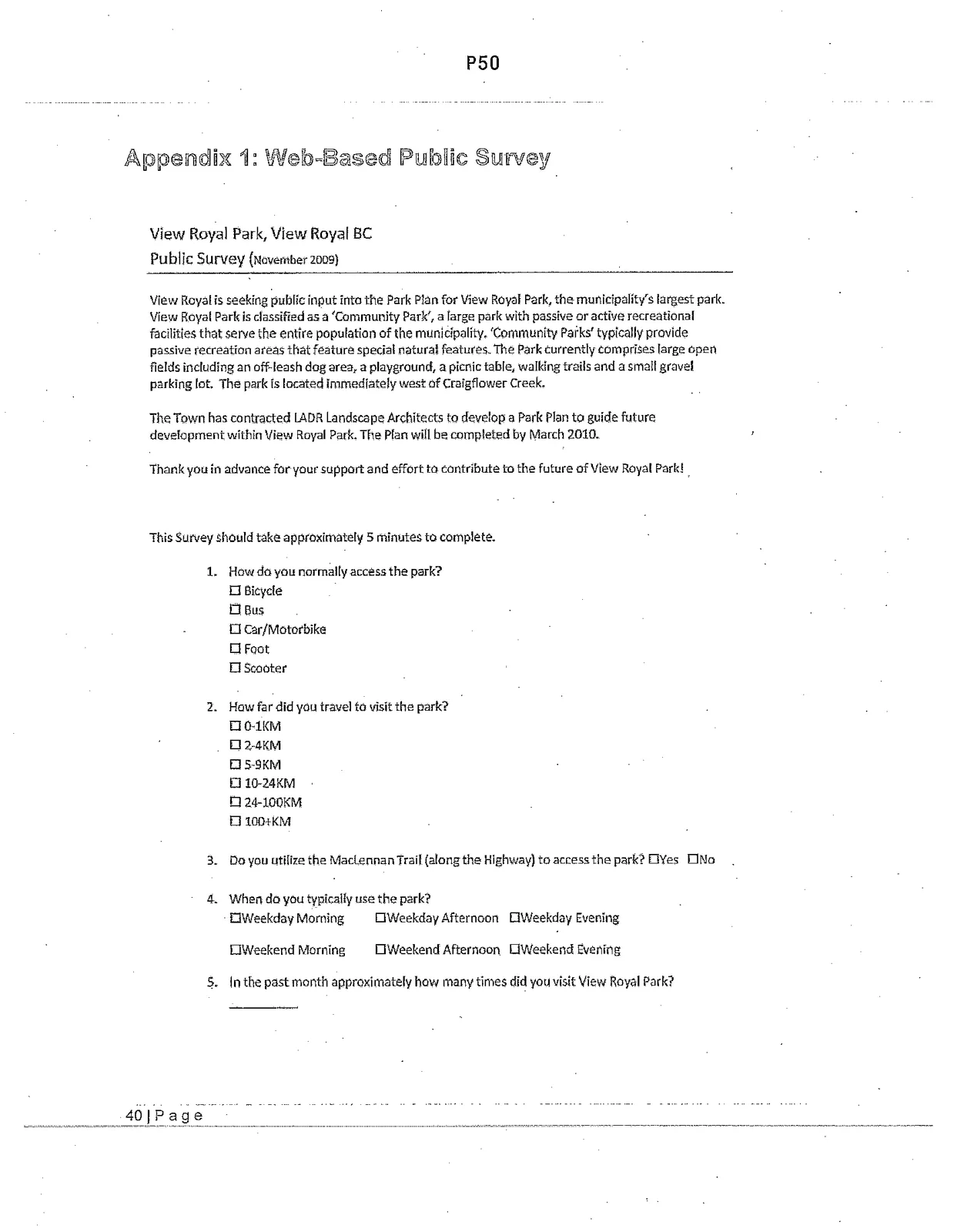 First page of the web-based public survey form