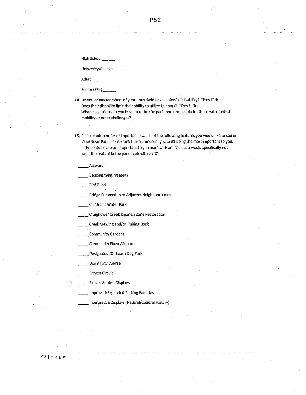 Third page of the web-based public survey form