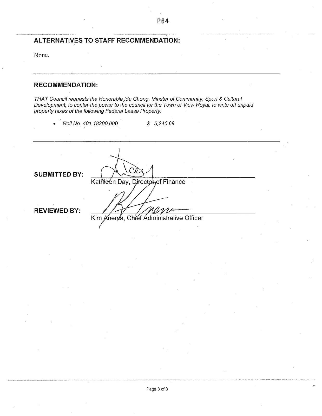 Council Report for Write Off Un-Paid Property Taxes, page 3