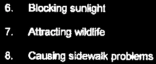 List of reasons 6 through 8 for tree removal
