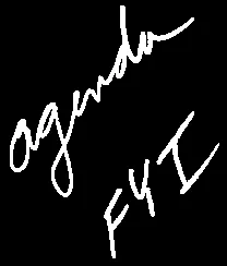 Handwritten note reading "agenda FYI"