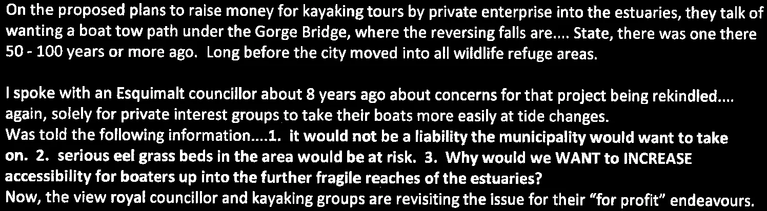 Text excerpt regarding boat tow path and environmental concerns