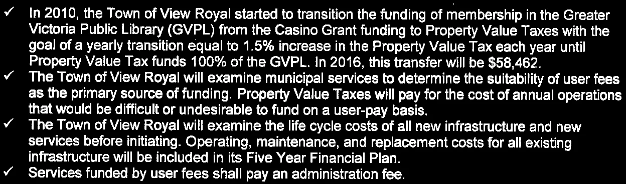Text describing transition of GVPL funding, user fees, and infrastructure costs