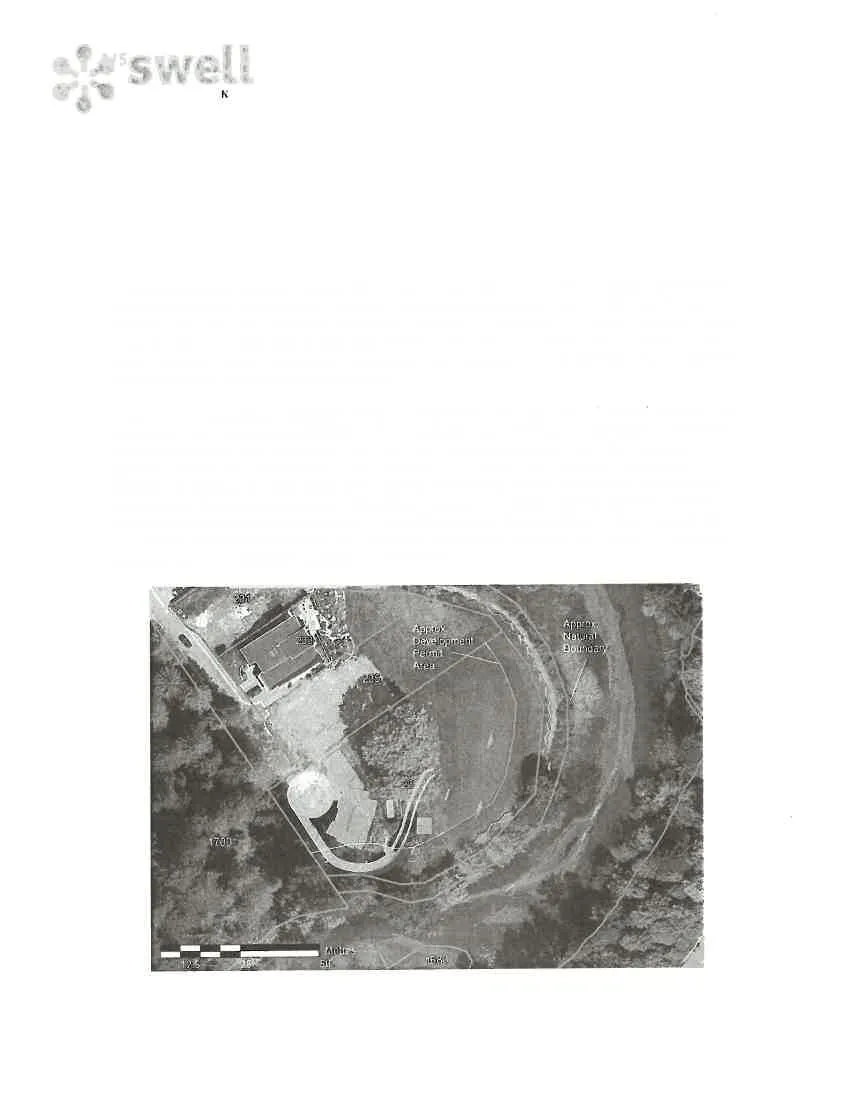 Figure 1. Aerial map showing areas of understory damage and filling in the EDPA from construction activities, with overlays for the approximate development permit area and natural boundary.
