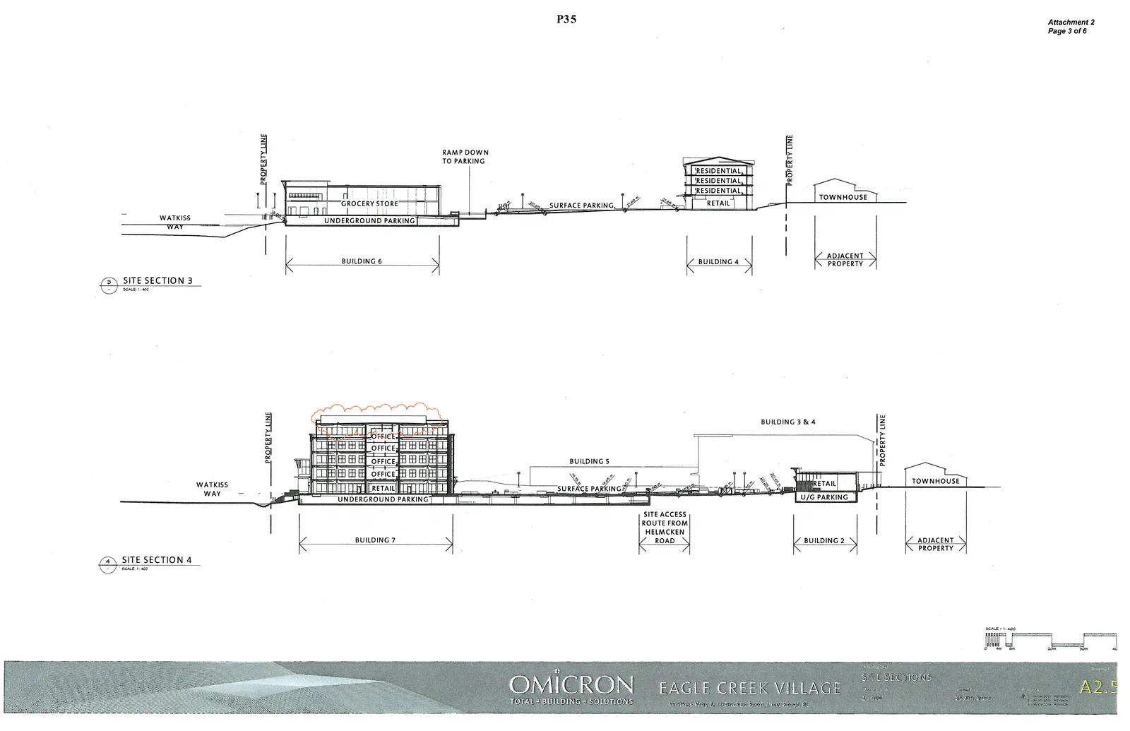 Site Sections 3 and 4 showing further vertical profiles.