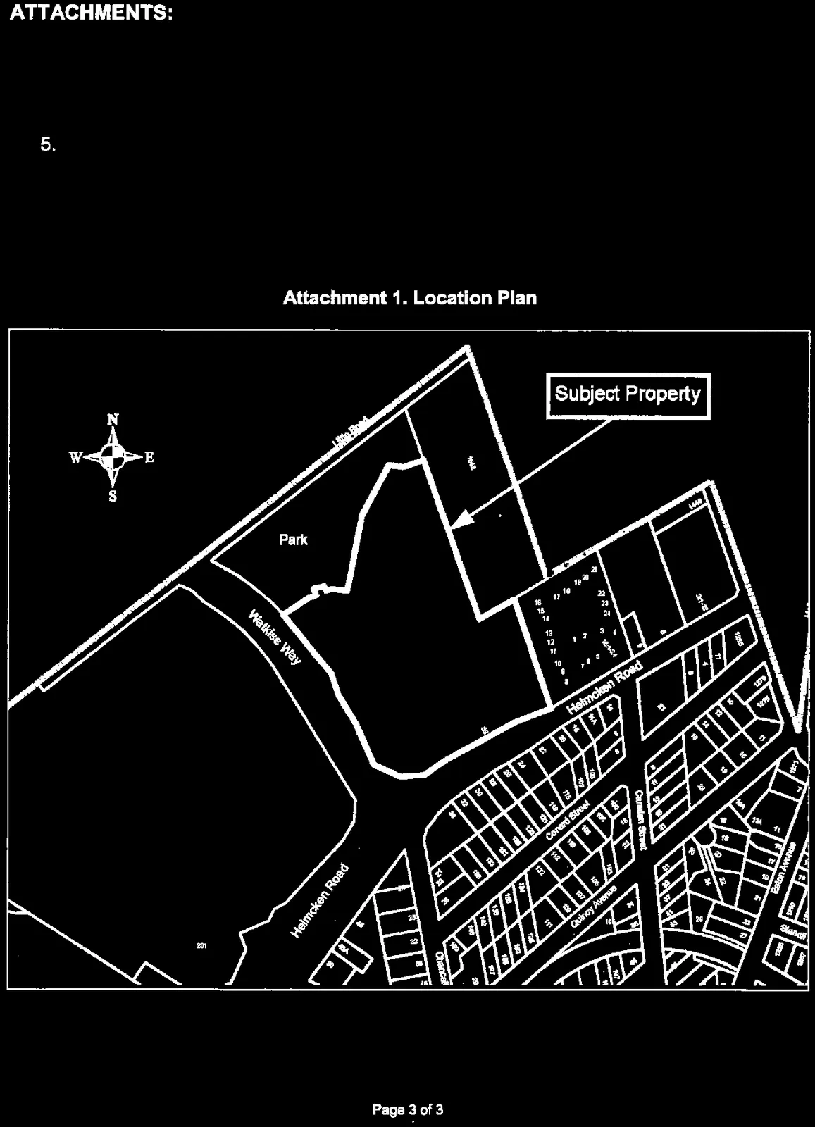 Location plan map identifying the Subject Property, Victoria General Hospital, Watkiss Way, and Helmcken Road