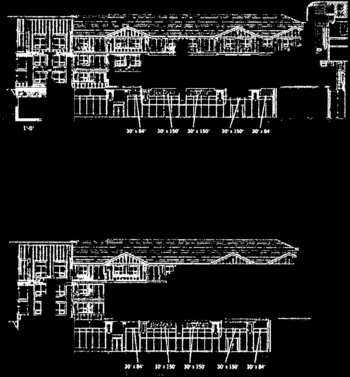 Architectural rendering of the South Building Elevation showing the "As Proposed" design with green painted panels