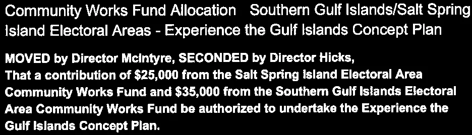 Authorization of contributions for the Gulf Islands Concept Plan