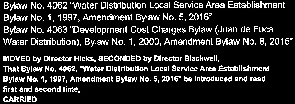 Introduction and reading of Bylaw No. 4062