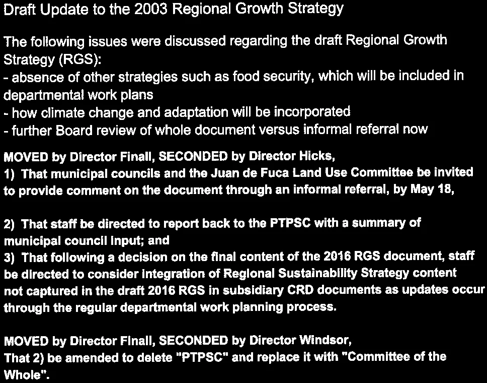 Report by Chair Desjardins on inability to implement the 2/3 majority motion from Oct 23, 2015