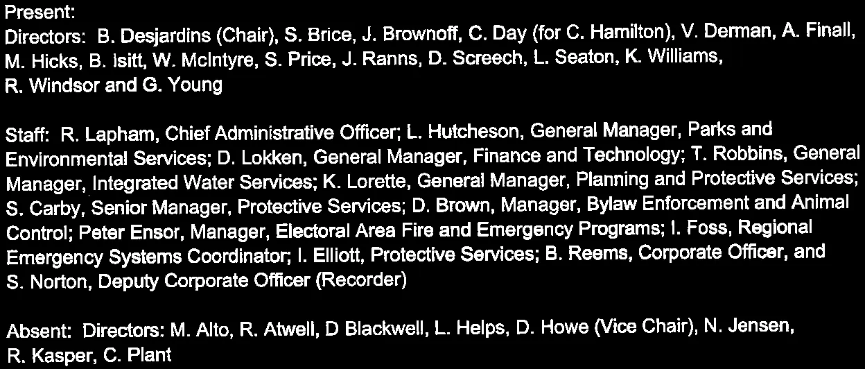 List of Present and Absent Directors and Staff