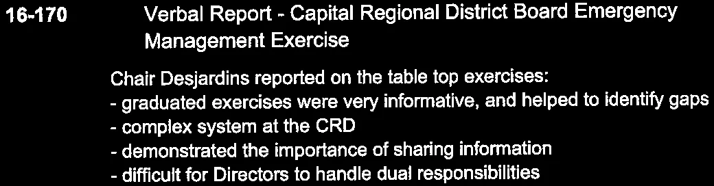 Item 2.2 Verbal Report on Board Emergency Management Exercise