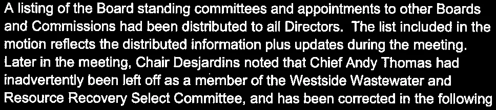 Text regarding distribution of Board standing committee listings and corrections