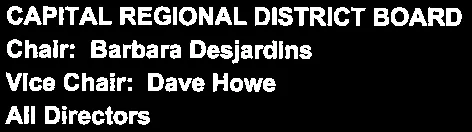 Chair, Vice Chair, and Directors list for Capital Regional District Board