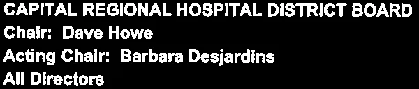 Chair, Acting Chair, and Directors list for Capital Regional Hospital District Board