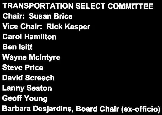 Chair, Vice Chair, and member list for Finance Committee