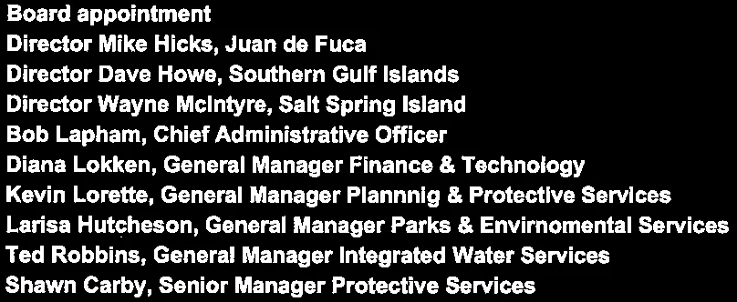 Chair, Vice Chair, and members list for Regional Parks Committee