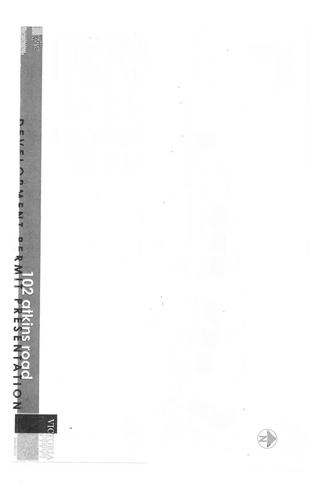 Detailed site plan drawing for 102 Atkins Road showing the layout of nine residential buildings, driveway, and proximity to Galloping Goose trail and Chilco Road