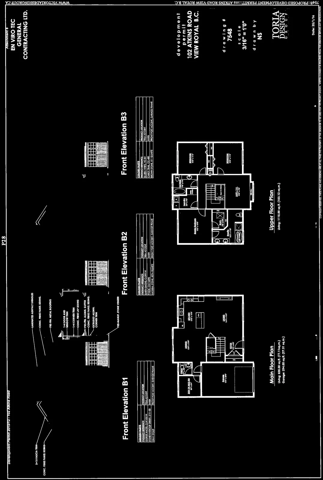Complete architectural sheet for Type B Homes development permit