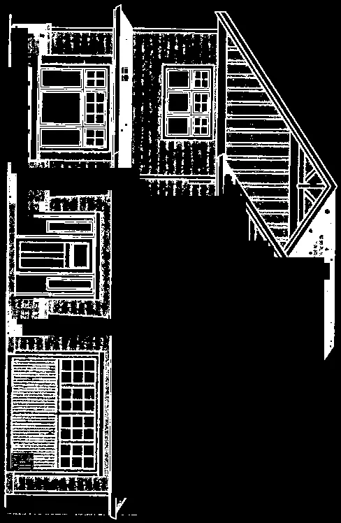 Close-up of architectural features on the Type C home elevation