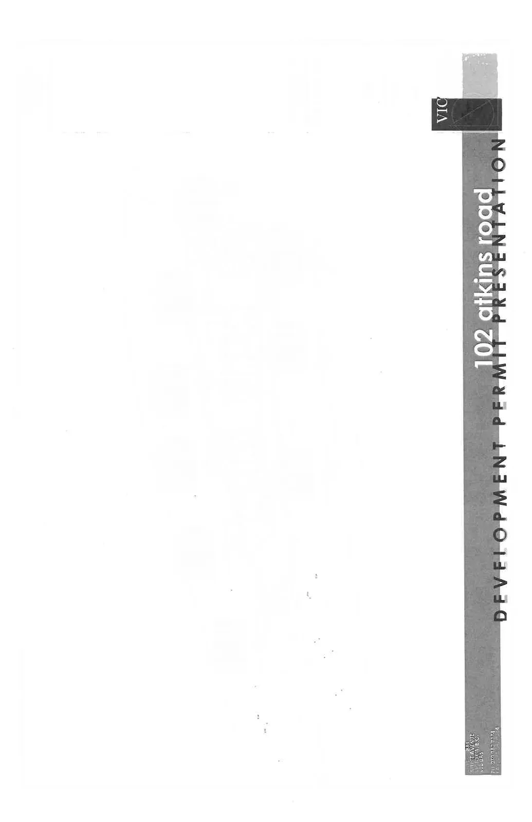 Vertical text element from the drawing's title block reading "102 atkins road DEVELOPMENT PERMIT PRESENTATION"