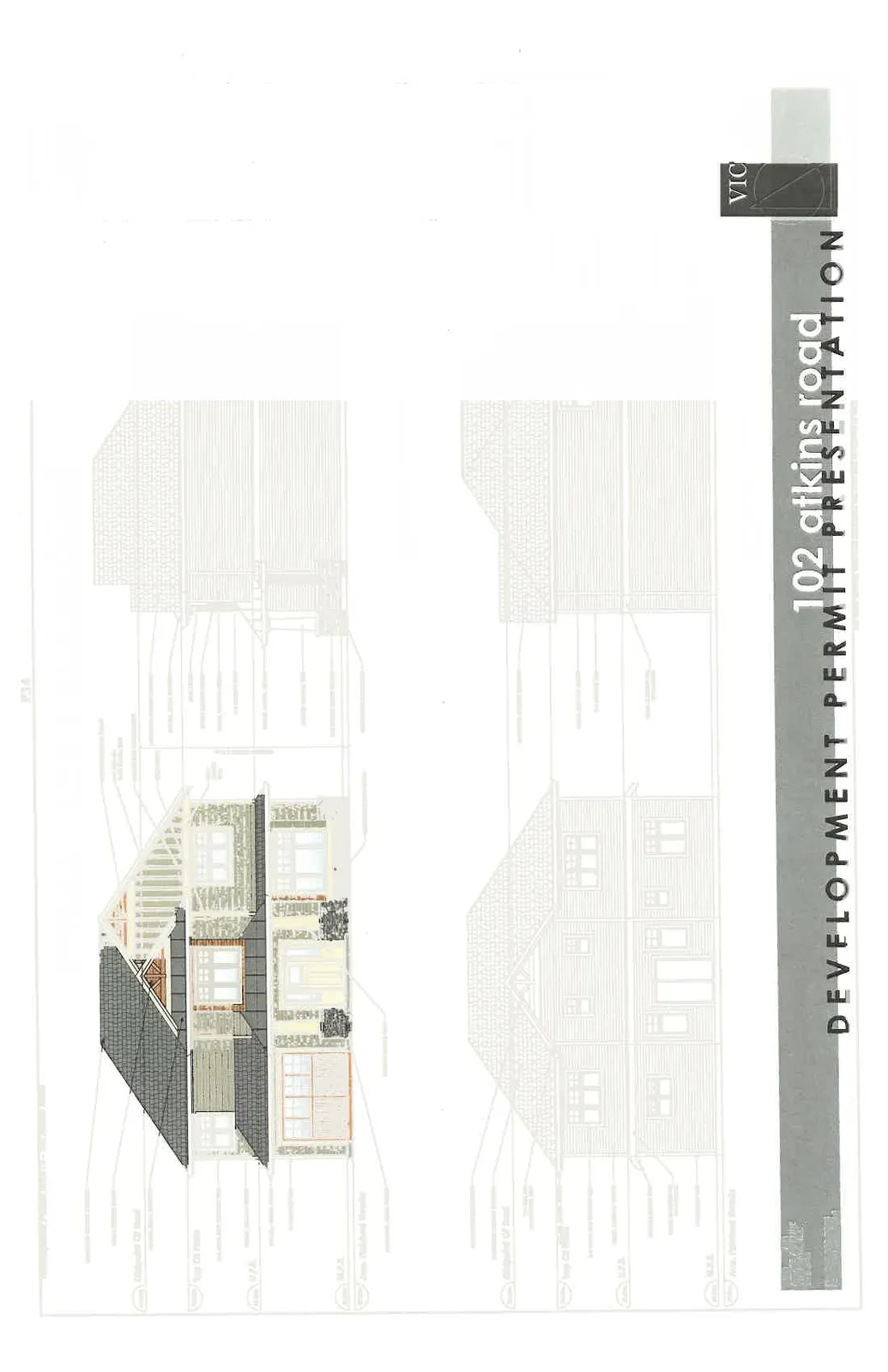 Full architectural drawing sheet showing four typical elevations—front, right side, rear, and left side—for Type C homes at 102 Atkins Road