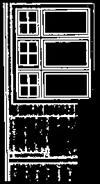 Close-up architectural detail of window configuration and siding materials on Type C elevations