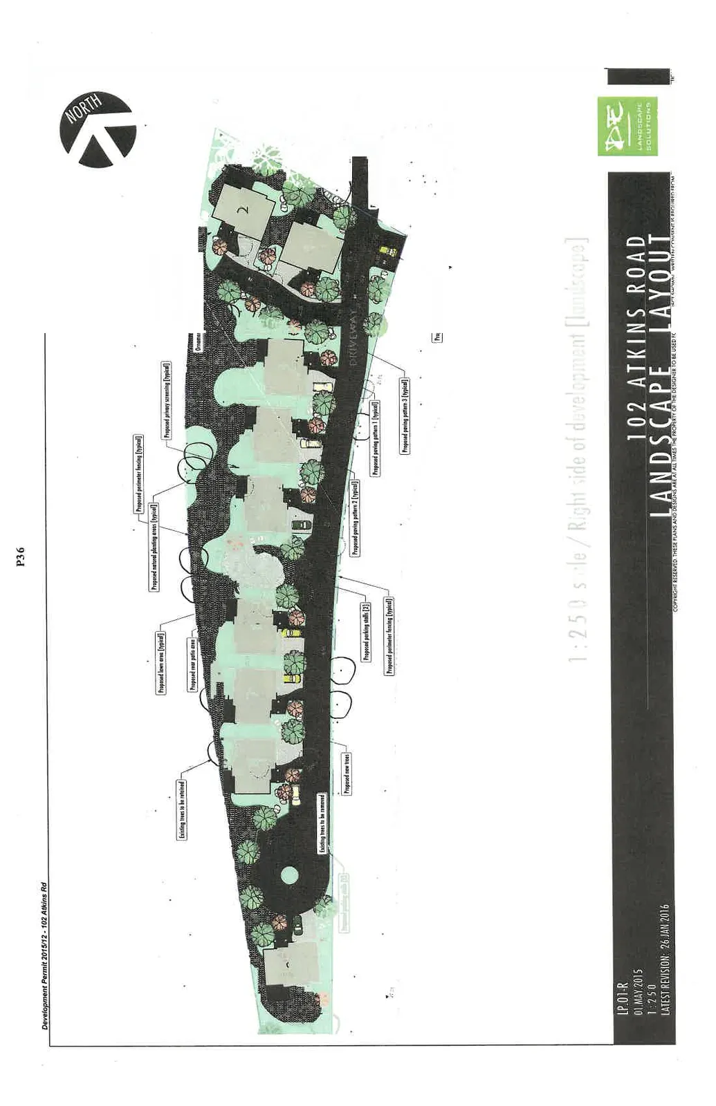 102 Atkins Road Landscape Layout, right side of development