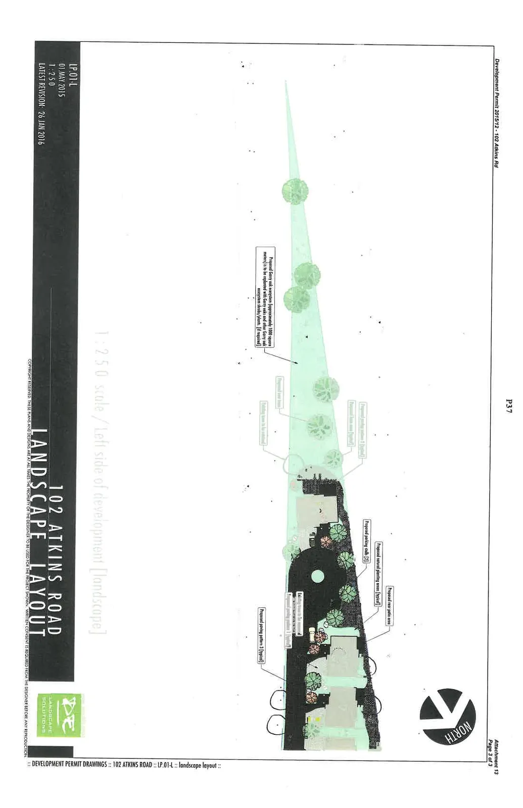 102 Atkins Road Landscape Layout, left side of development