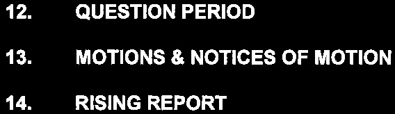 headers for Question Period, Motions, and Rising Report