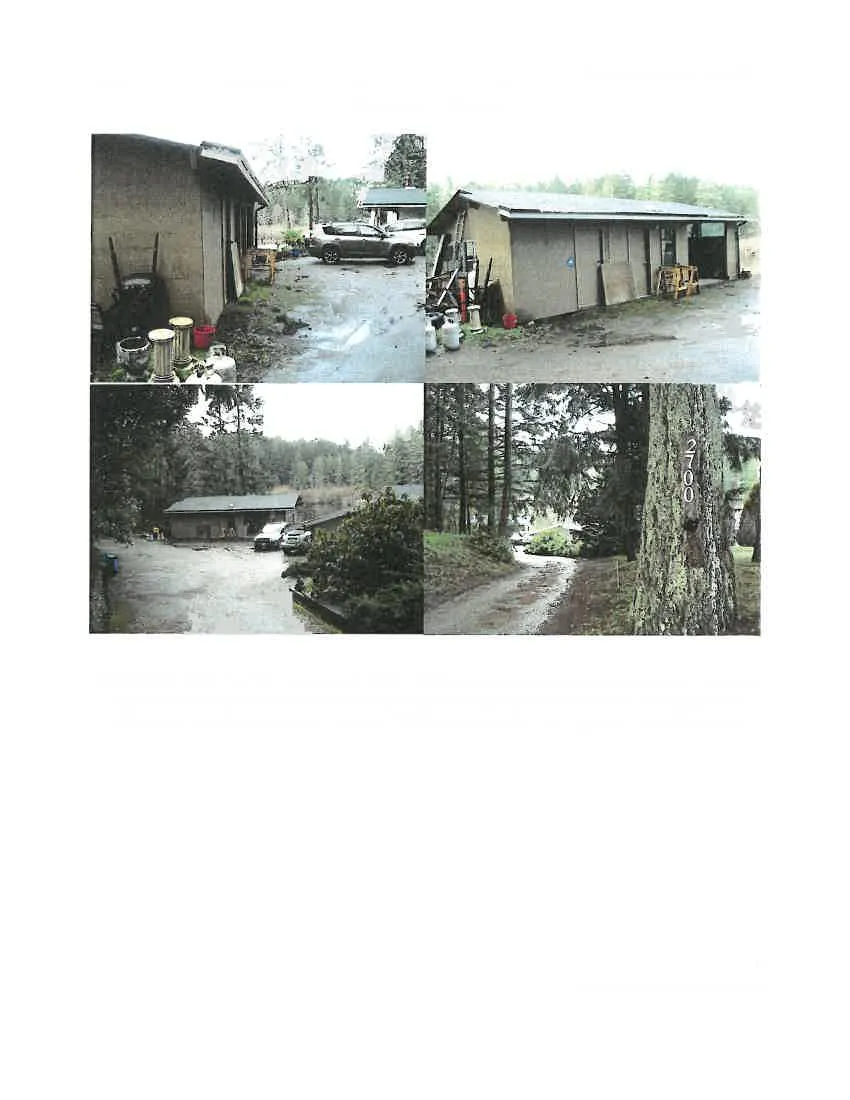 Top left photo: view looking W from existing garage to existing home