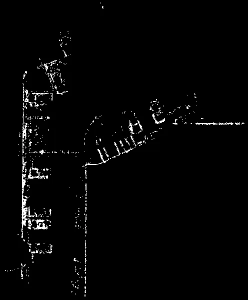 Detail view of the building layout and northern parking area.